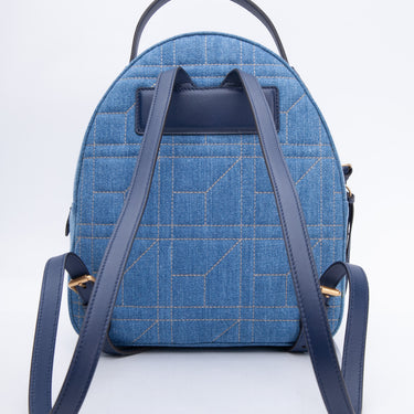 GUCCI Blue Denim Marmont Pearl Studded Backpack Bag