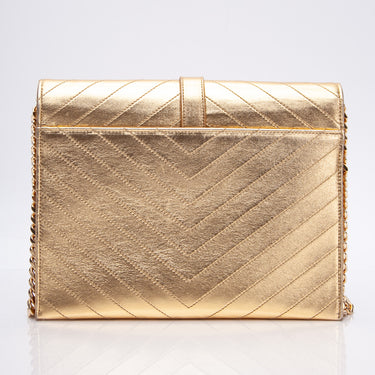 SAINT LAURENT Envelope Flap Shoulder Bag Gold