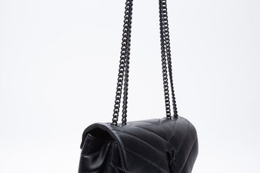 SAINT LAURENT Black on Black Small LouLou Calfskin Shoulder Crossbody Bag