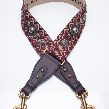 DIOR Oblique Studded Burgundy Shoulder Strap (New)