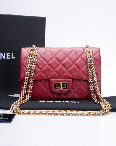 CHANEL Aged Calfskin Quilted 2.55 Reissue Mini Flap Red – Luxury Labels