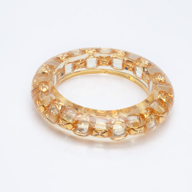 CHANEL Vintage Resin Quilted Gold Chain Bangle Bracelet
