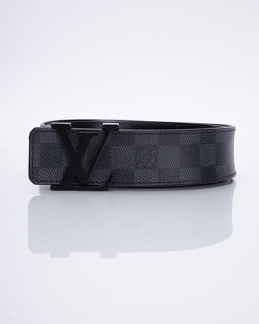 Pre-owned Louis Vuitton Belt Initiales Damier Graphite Black/grey