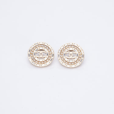 CHANEL CC Round Crystal Earrings