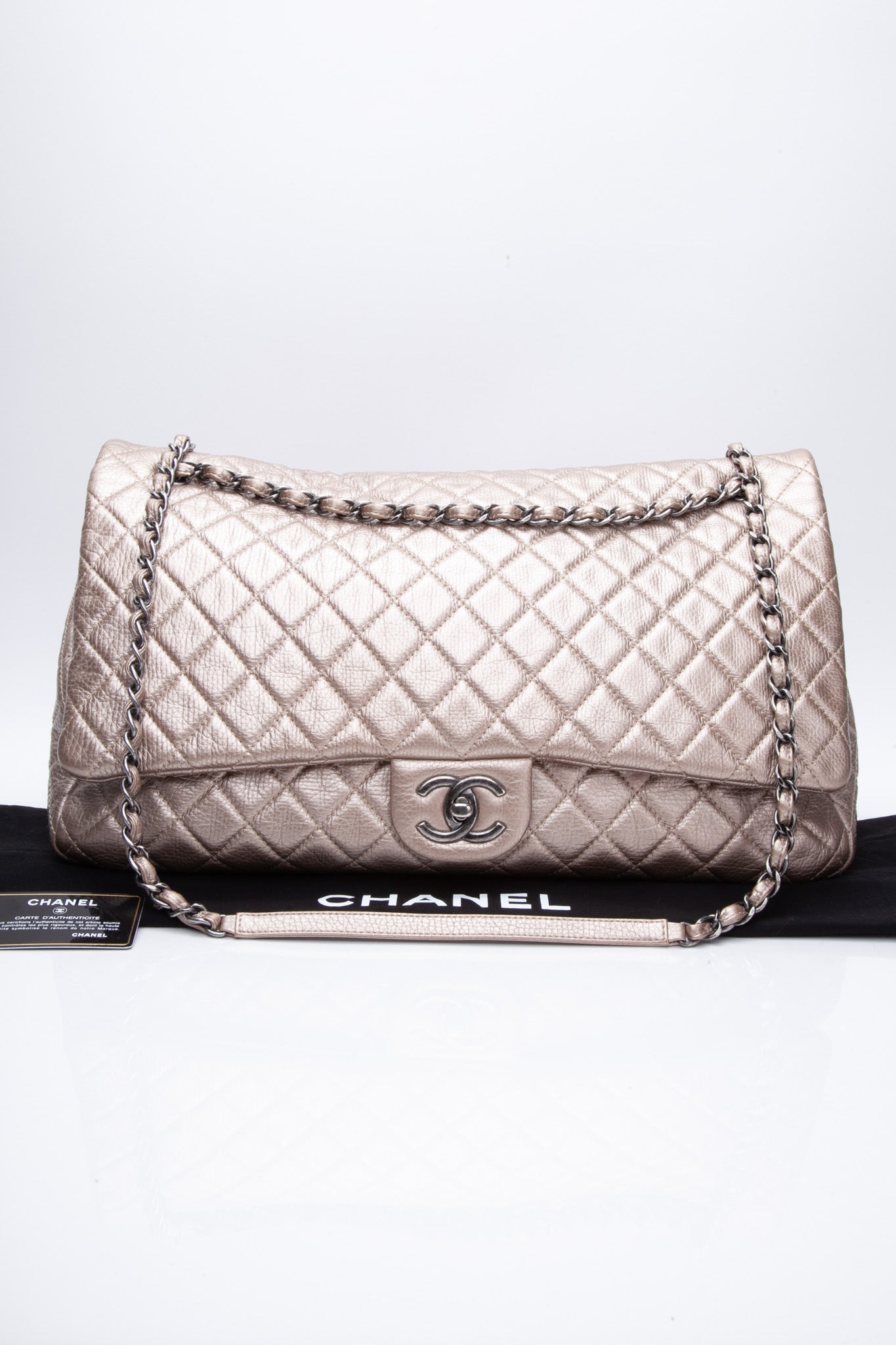 CHANEL Chanel Timeless XXL Travel Bag Gold Quilted Leather