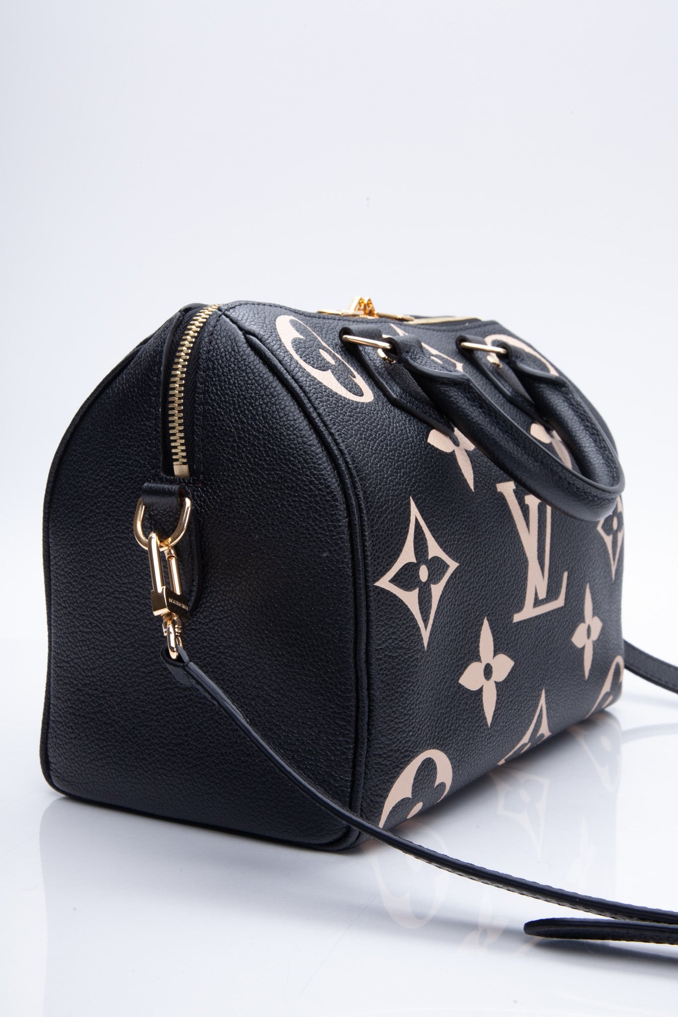 Louis Vuitton Speedy Bandoulière 25 Bicolore Black Beige Monogram Empreinte