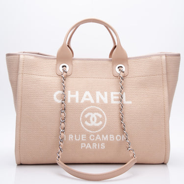 CHANEL Canvas Beige Large Deauville Tote