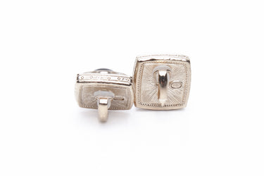 CHANEL Crystal CC Square Pearl Stud Clip On Earrings