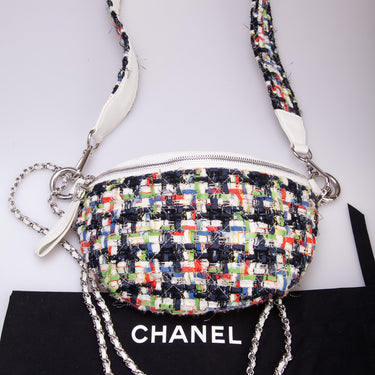 Chanel Bum Bag Multicolor Tweed with Quilted Leather