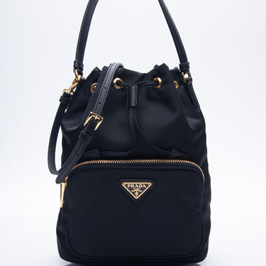 PRADA Black Duet Re-nylon Bucket Bag