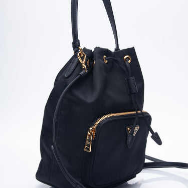 PRADA Black Duet Re-nylon Bucket Bag
