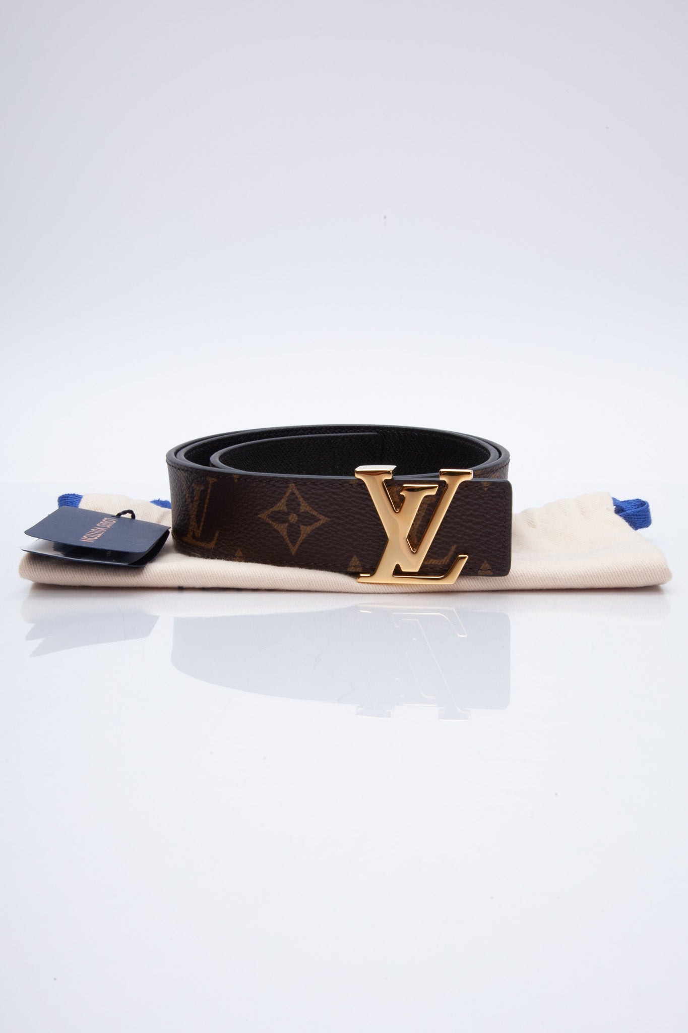 LV Initiales 30MM Reversible Leather/Monogram Belt Size 75/30