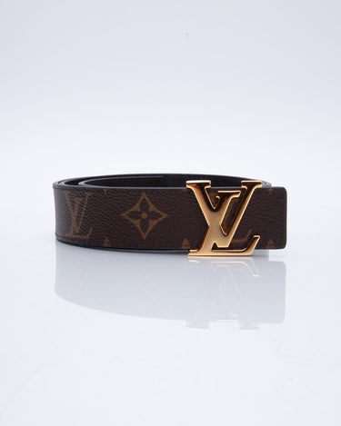 Louis Vuitton LV Initiales 30mm Reversible Belt Black + Calf Leather. Size 75 cm