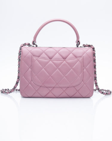 CHANEL Mauve Pink Lambskin Quilted Trendy CC Top Handle Flap Crossbody Bag