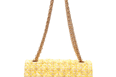 CHANEL Yellow Tweed Quilted 2.55 Reissue Mini Flap Bag
