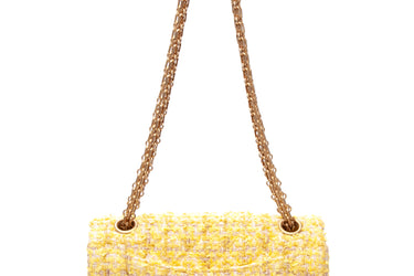 CHANEL Yellow Tweed Quilted 2.55 Reissue Mini Flap Bag