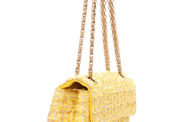 CHANEL Yellow Tweed Quilted 2.55 Reissue Mini Flap Bag