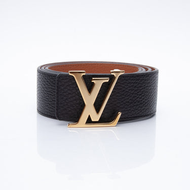 Authentic Louis Vuitton Damier Azur Canvas Leather Gold LV Initials Belt  95/38