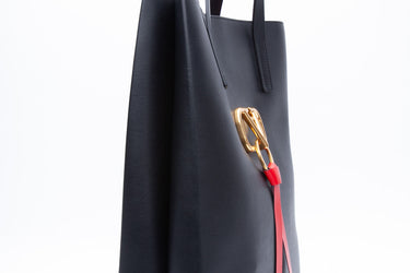 VALENTINO GARAVANI Black Leather V-Ring Tote Bag