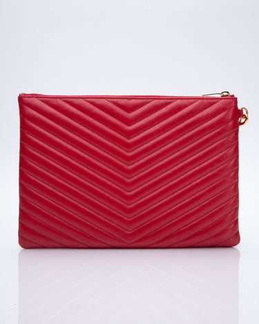 Saint Laurent Paris Red Matelasse Leather Large Cassandre Flap Bag