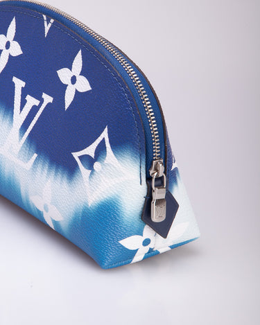 Louis Vuitton LV Escale Blue Cosmetics Pouch with Silver Chain