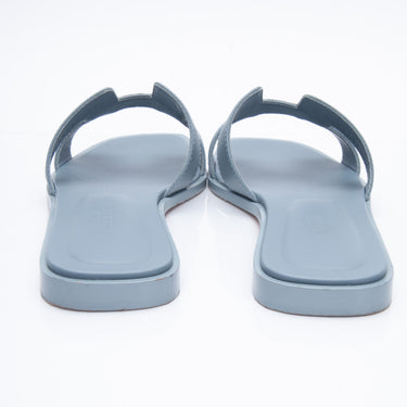 HERMES Blue Grey Leather Oran Sandals 35.5