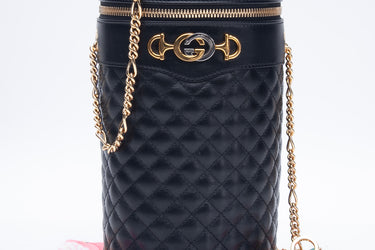 Gucci Calfskin Trapuntata Zumi Belt/Crossbody Bag Black