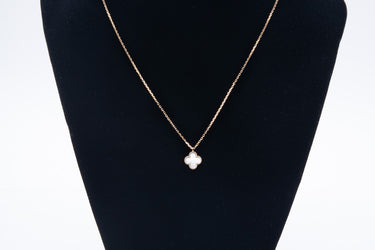 Van Cleef & Arpels Sweet Mini Alhambra 18K Yellow Gold Necklace Mother of Pearl