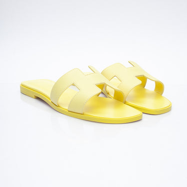 HERMES Yellow Leather Oran Sandals 38.5 (New)