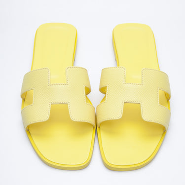 HERMES Yellow Leather Oran Sandals 38.5 (New)