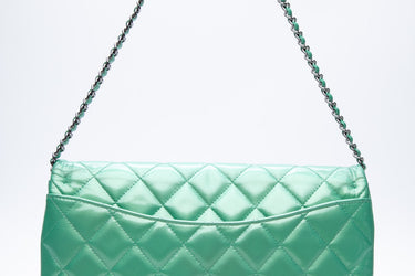 CHANEL Timeless Clutch On Chain Patent Leather Green