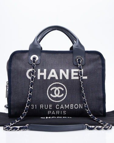 Chanel Medium Deauville Shopping Tote with Handle 22A Black Mixed