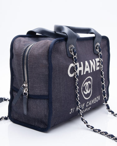 CHANEL Denim Deauville Bowling Bag Blue – Luxury Labels