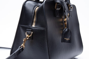 SAINT LAURENT Black Calfskin Leather Baby Cabas Shoulder Bag