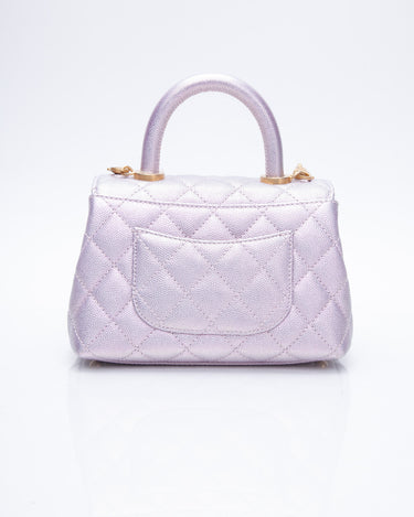 Chanel Coco Top Handle Bag Quilted Iridescent Caviar With Gradient Hardware Extra  Mini Auction