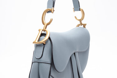 DIOR Cloud Blue Calfskin Leather Saddle Bag Shoulder Bag