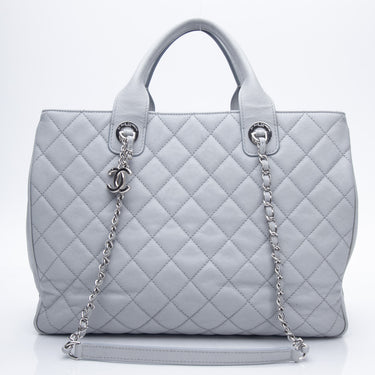 CHANEL Grey Caviar Quilted Large Urban Companion Top Handle Shopping Tote Bag