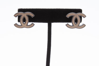 CHANEL CC Logo Leather Earrings