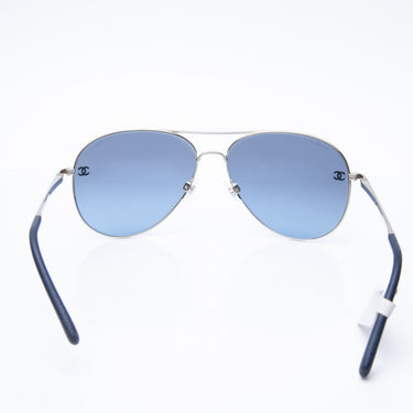 CHANEL Pilot Titanium & Calfskin Aviator Sunglasses