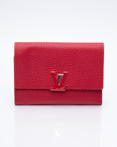Louis Vuitton Capucines Compact Wallet Navy Red Taurillon