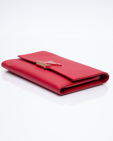 Authentic 2016 Louis Vuitton Capucines Compact Scarlet Red Wallet SPB  GW-301503