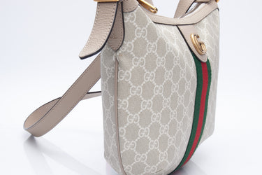 GUCCI Ophidia Beige and White GG Supreme Small Shoulder Crossbody Bag