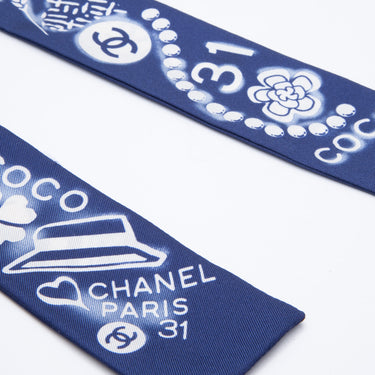 CHANEL Navy Silk Twilly