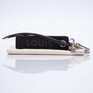 LOUIS VUITTON Black/Grey Pebbled Leather Capital LV Key Holder