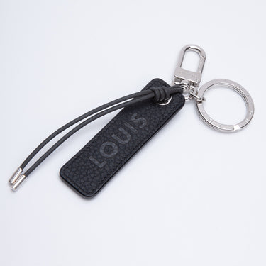LOUIS VUITTON Black/Grey Pebbled Leather Capital LV Key Holder
