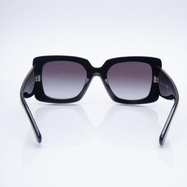 CHANEL Black and Gold Rectangle Acetate Sunglasses
