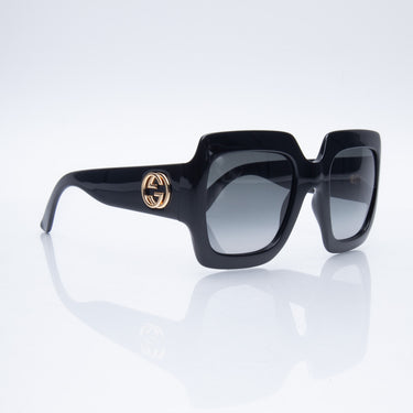 GUCCI Rectangle Acetate GG Gold Black Sunglasses