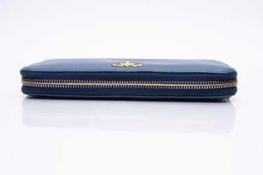 PRADA Navy Blue Saffiano Leather Zip Around Wallet