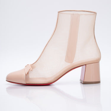 CHRISTIAN LOUBOUTIN Mesh Checkypoint Beige Booties 39.5