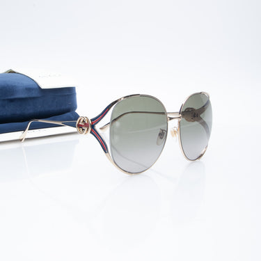 GUCCI Oval Metal Gold Sunglasses (New)